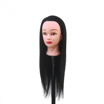 Манекен голова для причесок Braid с каштановыми волосами 65 см с кронштейном-2