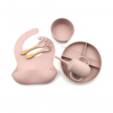 Силиконовый набор детской посуды Pixi розовый-1